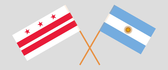 Crossed flags of District of Columbia and Argentina. Official colors. Correct proportion
