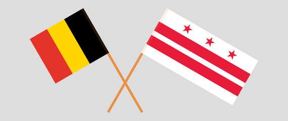 Crossed flags of Belgium and District of Columbia. Official colors. Correct proportion