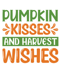 Naklejka premium Pumpkin Kisses and Harvest Wishes Fall SVG Design