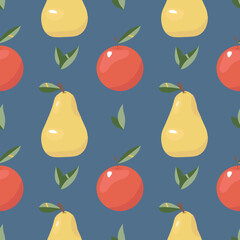 seamless pattern with apple and pear
