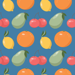 seamless pattern with bright fruit