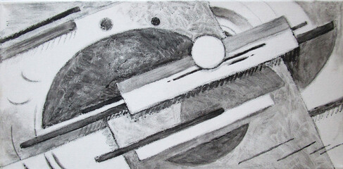 Abstract black and white composition, charcoal art 