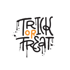 Trick or treat - yrnab graffiti lettering for Halloween T shirt design in grunge street art style. Textured Vector illustration for clothes, greeting card, poster, and mug design.