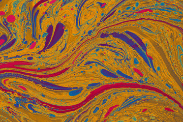 Abstract marble floral pattern texture. Traditional art of Ebru marbling