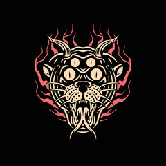 Obraz premium demon cat tattoo vector design