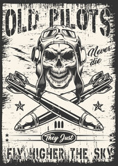 Military pilot flyer vintage monochrome © DGIM studio