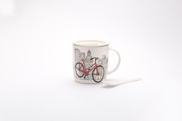 Beautiful souvenir cup from Amsterdam with a bicycle pattern