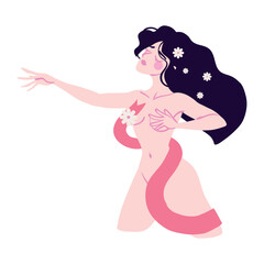 breast cancer, woman and ribbon