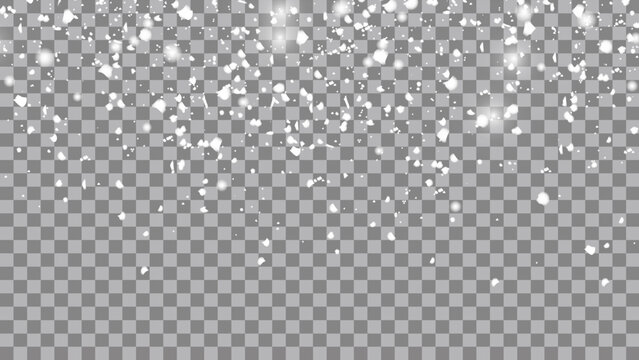 Realistic falling snow on transparent background. illustration. Seamless realistic falling snow or snowflakes. Isolated on transparent background 