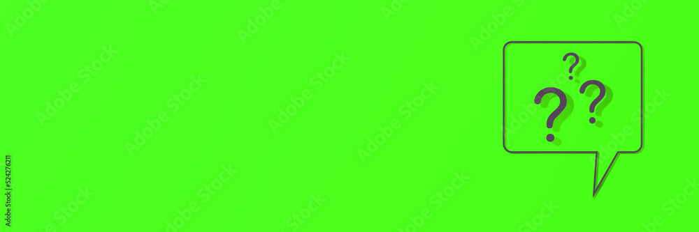 Poster question mark with shadow on green background. banner for insertion into site. place for text cope s