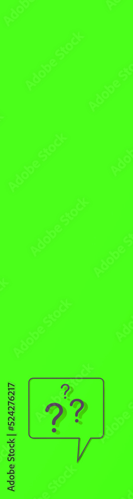 Poster question mark with shadow on green background. vertical banner for insertion into site. place for te