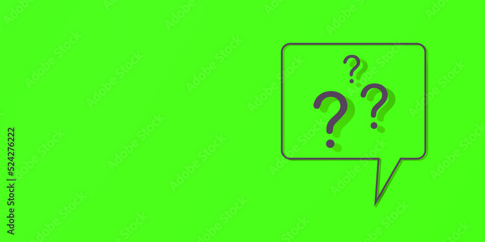 Poster question mark with shadow on green background. banner for insertion into site. place for text cope s
