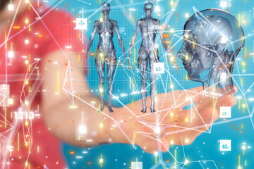 digital medical futuristic interface 3D rendering