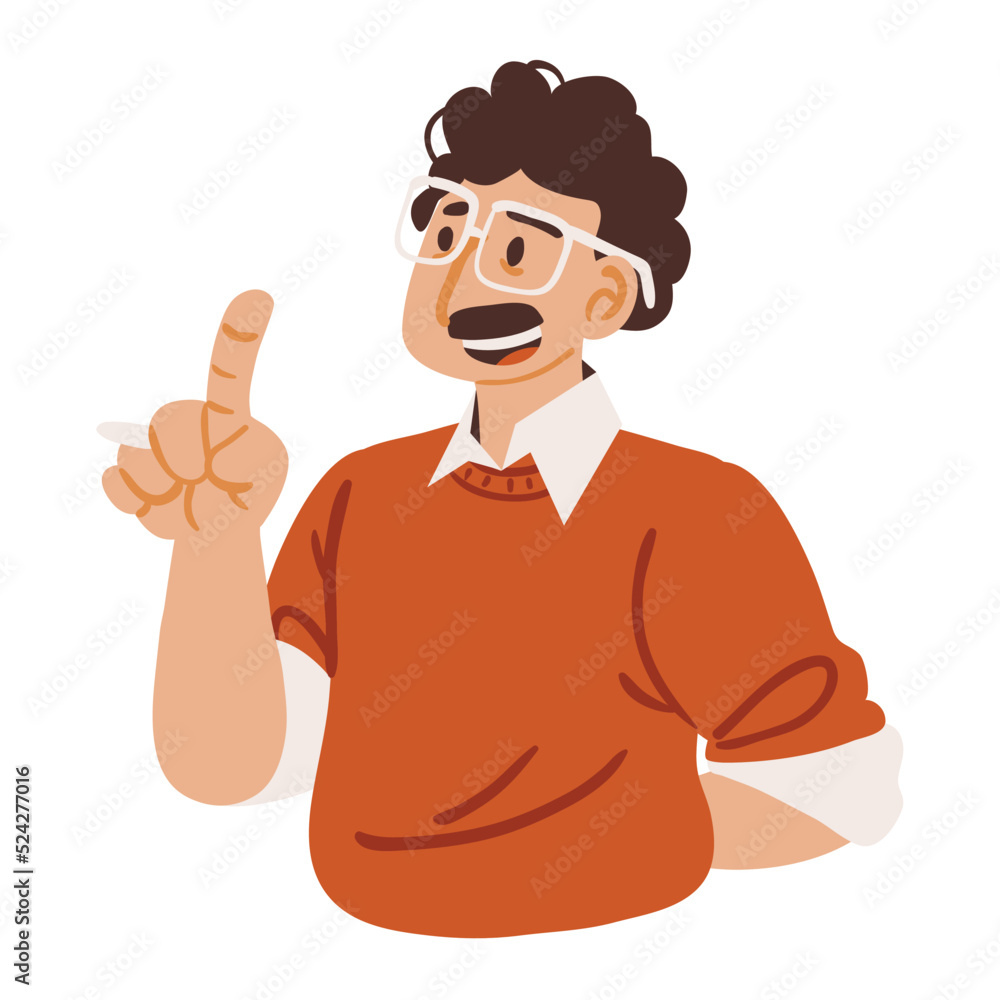 Poster man with index raised