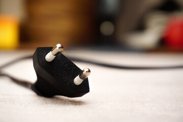 Eu type plug close up view with shallow depth of field