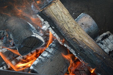 wood burning in a fireplace