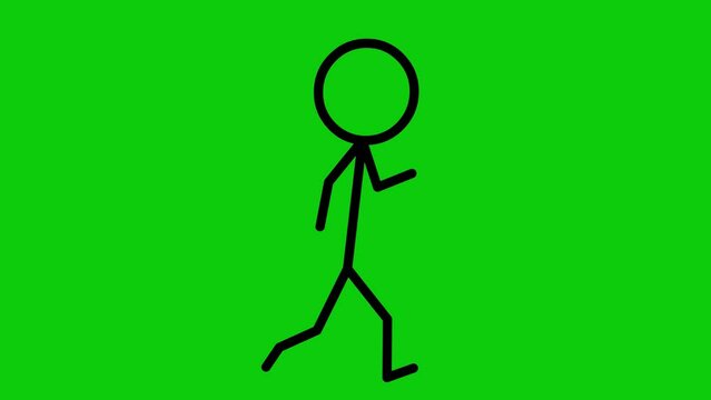 Loop animation of a running stickman, on a green chroma key background