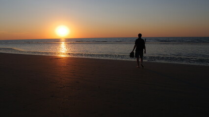 Naklejka premium Sunset at the Beach, De Panne