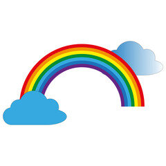 Cartoon rainbow clouds. Vector illustration. stock image. 