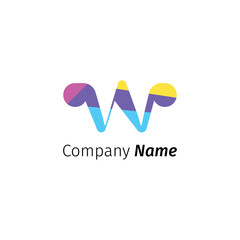 rounded colorful letter W logo vector illustration design template