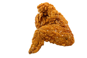 Battered chicken wings on white background