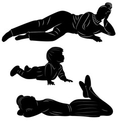 people lie silhouette isolated, vector