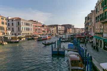 Fototapeta na wymiar classic Venice scene with canals, boats and historic architecture