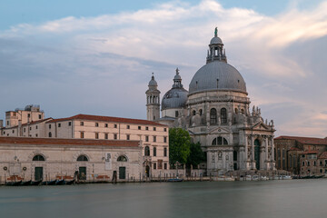 Obraz premium panoramic classical scenes of Venice with canals, boats and historic architecture