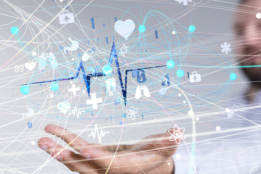 Global network. Blockchain. 3D illustration. Neural networks and artificial intelligence. Abstract