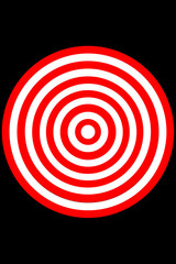 Red dart target. Red and white circle wall decoration concept