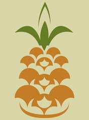 Decorative pineapple in a flat style.Vector poster,advertising with the image of a stylized fruit.