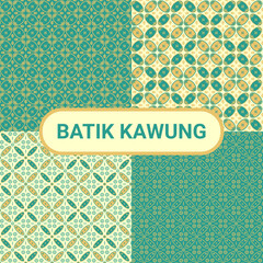 Indonesian original culture kawung batik in four versions - obrazy, fototapety, plakaty