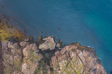Panorama of village Teriberka Murmansk Russia. Aerial top view