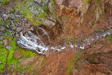 Panorama of village Teriberka Murmansk Russia. Aerial top view