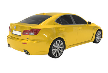 Obraz na płótnie Canvas car isolated on white - yellow paint, tinted glass - back-right side view - 3d rendering