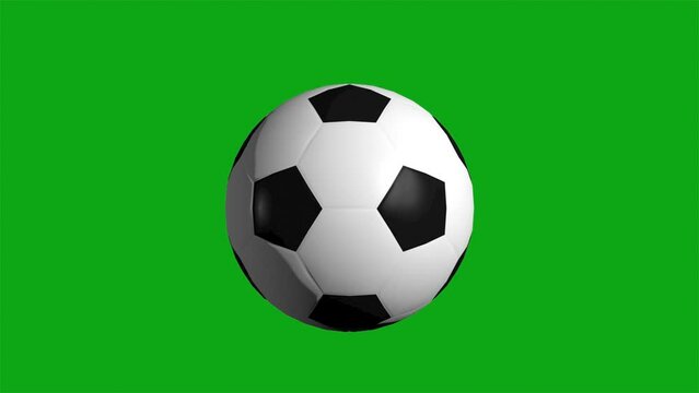 3d football soccer ball icon on green screen chroma key background seamless infinite loop background 3d animation