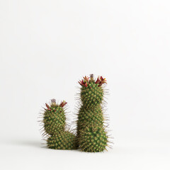 3d illustration of Mammillaria dioica cactus isolated on white bachground