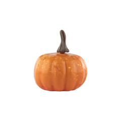 Cutout of an isolated orange Halloween pumpkin ornament toy with the transparent png background
