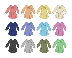 セーラー服のイラストセット