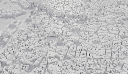Fototapeta na wymiar Madrid, Spain city map aerial view. minimal design. 3D Rendering