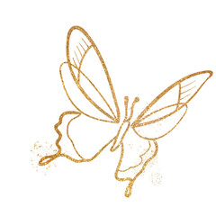 butterfly gold glitter