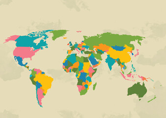 Map World Globe Color Green Land Place