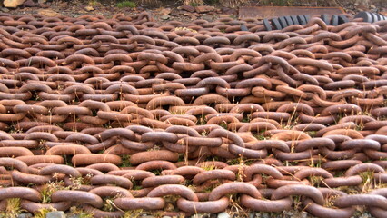Rusted chains at the old whaling station in Grytviken, South Georgia Island