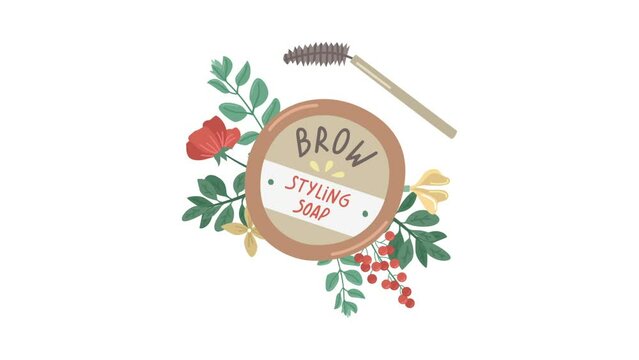 Animation of vector illustration of  a brow styling soap