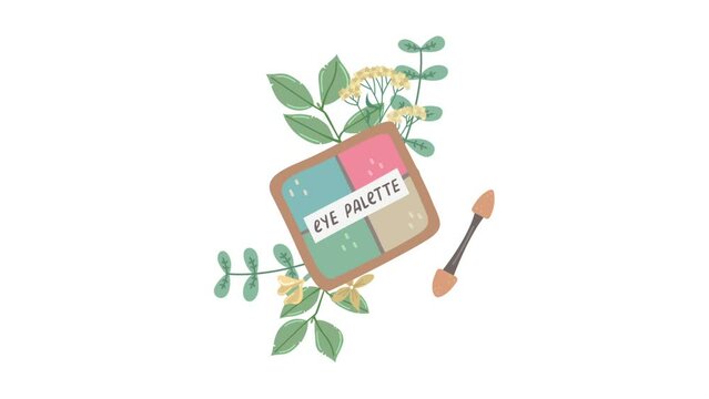 Animation of a vector illustration with eye shadows with plants and flowers. 