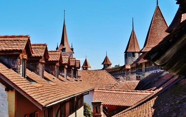 Wehrgang, Türme, Häuser, Murten, Westschweiz