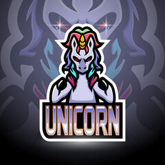 Unicorn esport logo mascot design