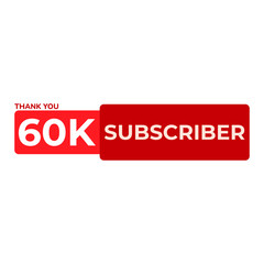 THANK YOU 60K SUBSCRIBER CELEBRATION TEMPLATE DESIGN BANNER ART VECTOR GOOD FOR SOCIAL MEDIA, CARD , POSTER