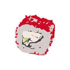 Realistic Sushi roll. Japanese cuisine, traditional food.