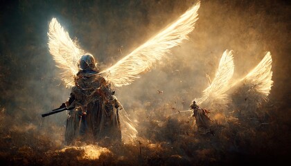 illustration of a guardian angel in heaven
